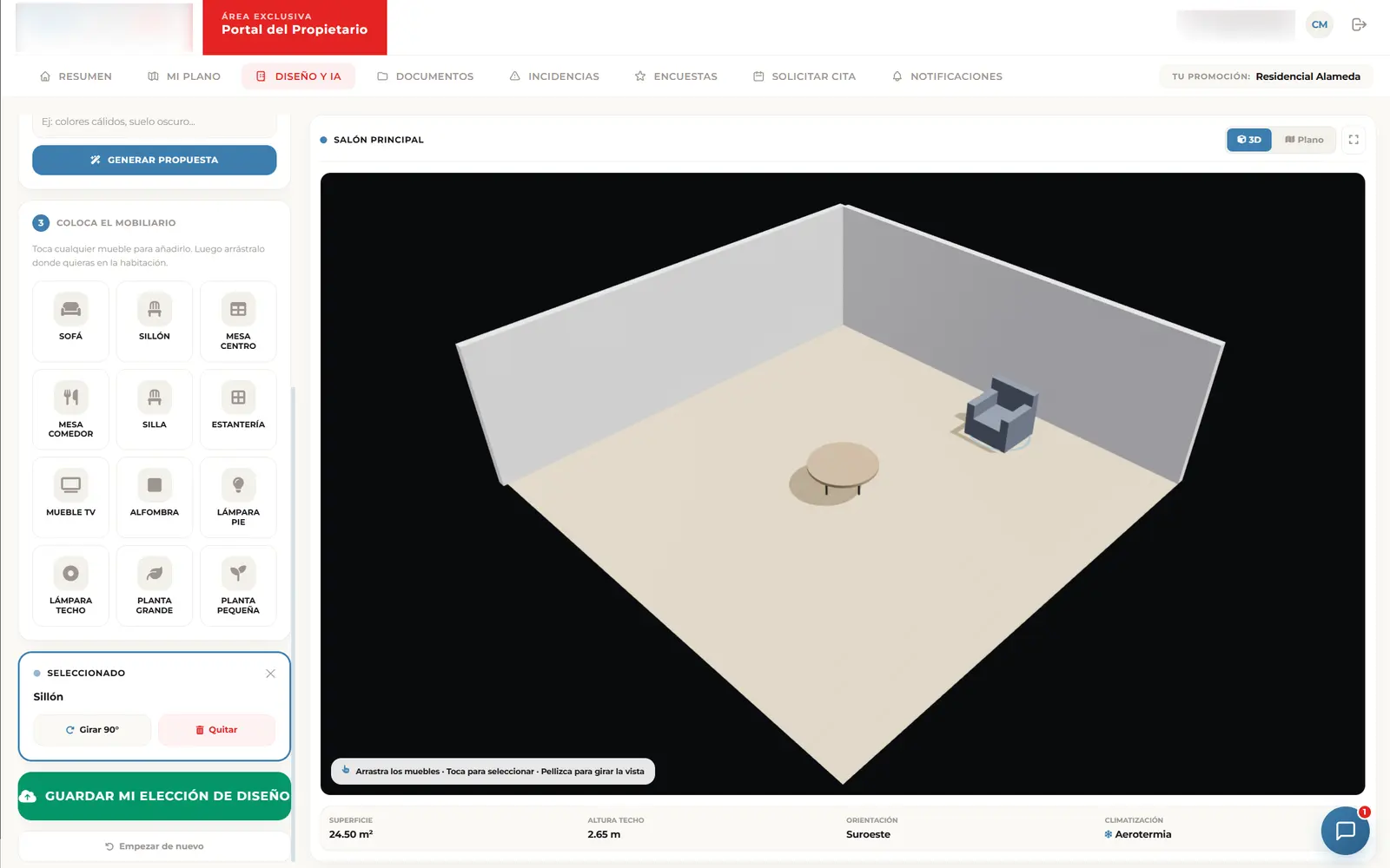 Configurador 3D para el sector inmobiliario, Web App a medida de Todo Controlado