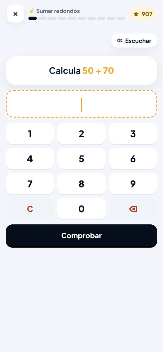 Un ejercicio de cálculo con teclado numérico propio