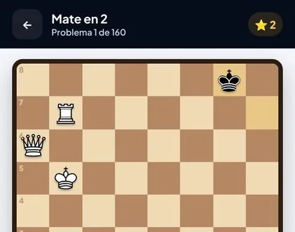 Problema de Ajedrez: mate en 2 sobre el tablero